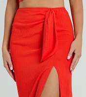 Sunny Vibes High Slit Woven Midi Skirt