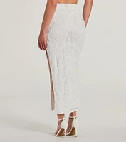 Let It Shine Sequin High Slit Midi Skirt