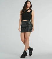 Walk The Edge Cargo Faux Leather Mini Skirt