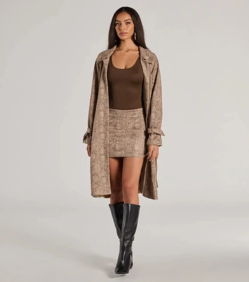 Chic Mood Snake Print Faux Suede Mini Skirt