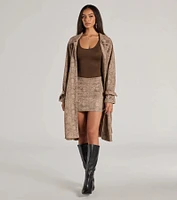 Chic Mood Snake Print Faux Suede Mini Skirt