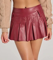 Preppy Allure Pleated Faux Leather Mini Skirt