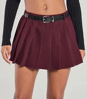 Downtown Girl Belted Pleated Mini Skirt