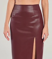 Chic Moment High-Slit Faux Leather Midi Skirt