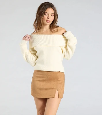 Keeping It Simple Faux Suede Slit Mini Skirt