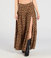 On The Prowl High-Rise Slit Leopard Maxi Skirt
