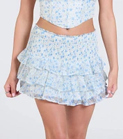 Special Moment Floral Glitter Dot Mini Skirt