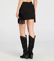 Fringe Attitude Faux Suede Mini Skirt