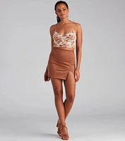 Fashionista High Waist Faux Suede Mini Skirt