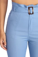 Belted Skinny Paper Bag Pants