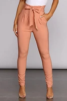 High Waist Paperbag Skinny Dress Pants