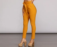 High Waist Paperbag Skinny Dress Pants