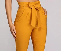 High Waist Paperbag Skinny Dress Pants