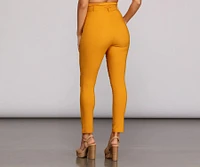 High Waist Paperbag Skinny Dress Pants