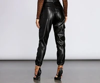 Faux Leather Cargo Joggers
