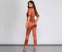 Satin Utility Jumpsuit