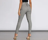 High Waist Glen Plaid Fitted Pants