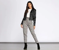 Glen Check Paper Bag Belted Pants