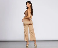 Stunning Satin Tie Front Jumpsuit