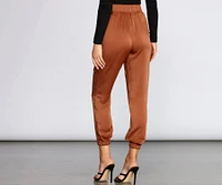 High Waist Satin Joggers