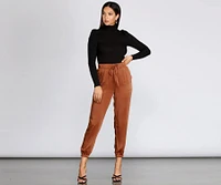 High Waist Satin Joggers
