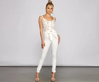 High Rise Tie Waist Skinny Pants