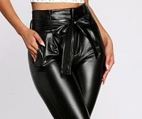 Faux Leather Paperbag Pants