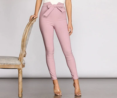 High Waist Tie Front Skinny Pants
