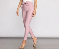 High Waist Tie Front Skinny Pants