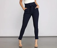 High Waist Paperbag Skinny Dress Pants
