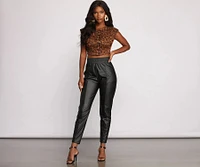 High Waist Faux Leather Leggings