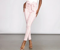 High Waist Skinny Striped Pants