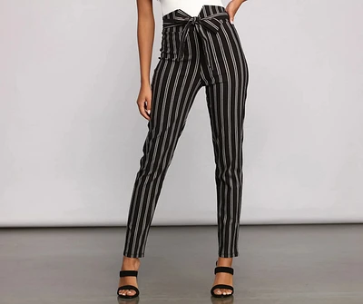 High Waist Skinny Striped Pants