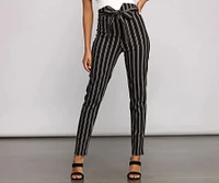 High Waist Skinny Striped Pants