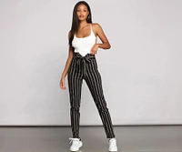 High Waist Skinny Striped Pants