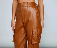 Trendy-Chic Faux Leather Joggers