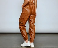 Trendy-Chic Faux Leather Joggers