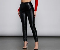 High Waist Faux Leather Tapered Leggings
