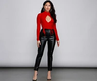 High Waist Faux Leather Tapered Leggings