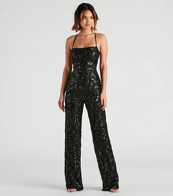 Radiate Sequins Lace-Up Jumpsuit