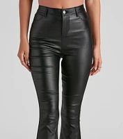 Stylish Flare High-Rise Coated Pants