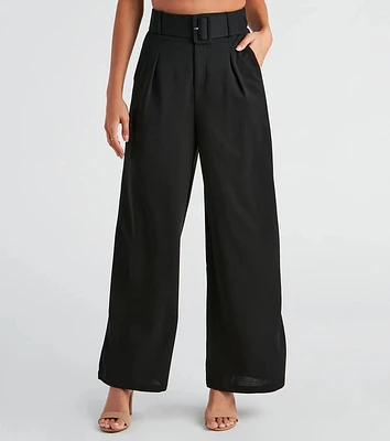 Flip Reverse Belted Trouser Pants