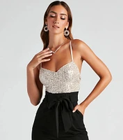 Catch Me Sequin Wide-Leg Jumpsuit