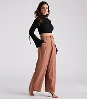 Flip Reverse Belted Trouser Pants