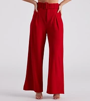 Flip Reverse Belted Trouser Pants