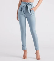 High Waist Paperbag Skinny Dress Pants