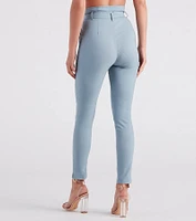 High Waist Paperbag Skinny Dress Pants