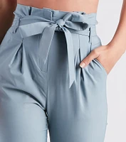 High Waist Paperbag Skinny Dress Pants