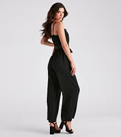 Perfect Host Satin Belted Jumpsuit