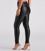 Edgy Babe Coated Faux Leather Skinny Pants